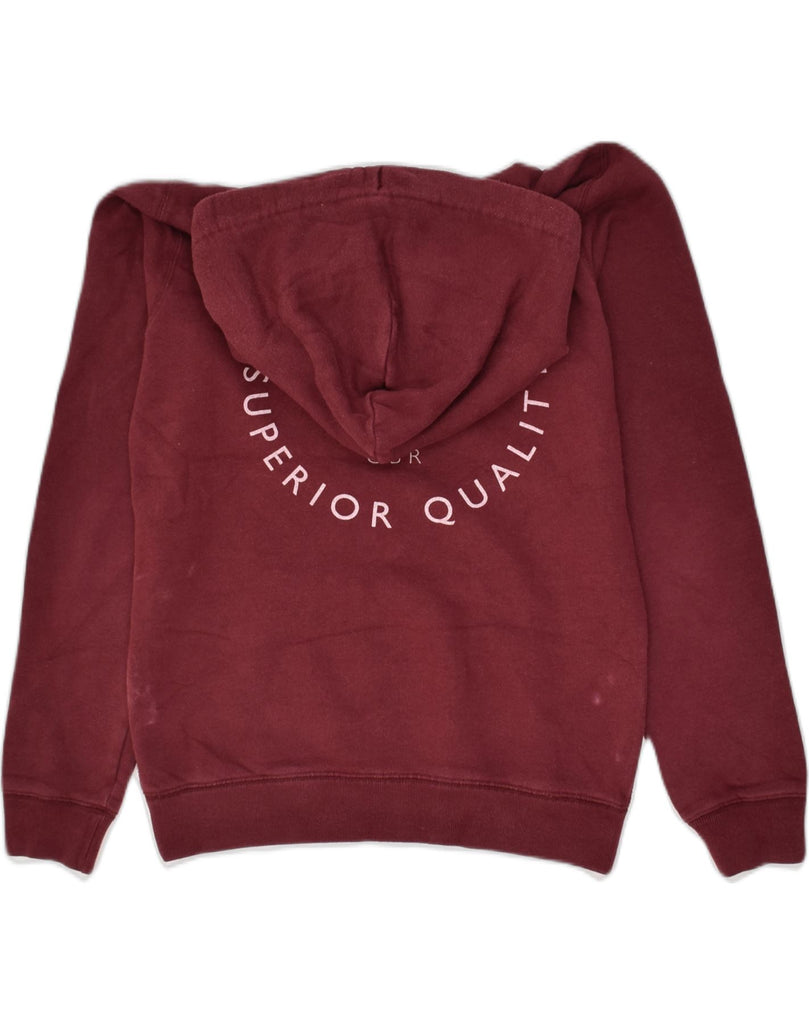 JACK WILLS Womens Graphic Hoodie Jumper UK 8 Small Maroon Cotton | Vintage Jack Wills | Thrift | Second-Hand Jack Wills | Used Clothing | Messina Hembry 