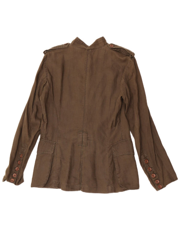 Calvin Klein Jeans Womens Overshirt Military Shirt Medium Khaki Linen