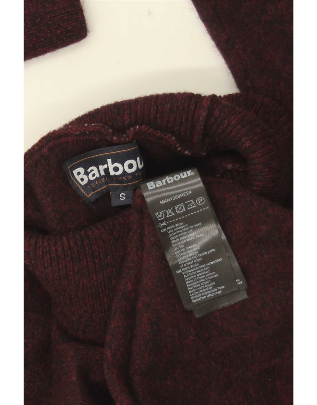 Barbour Womens Roll Neck Jumper Sweater UK 10 Small Brown Wool