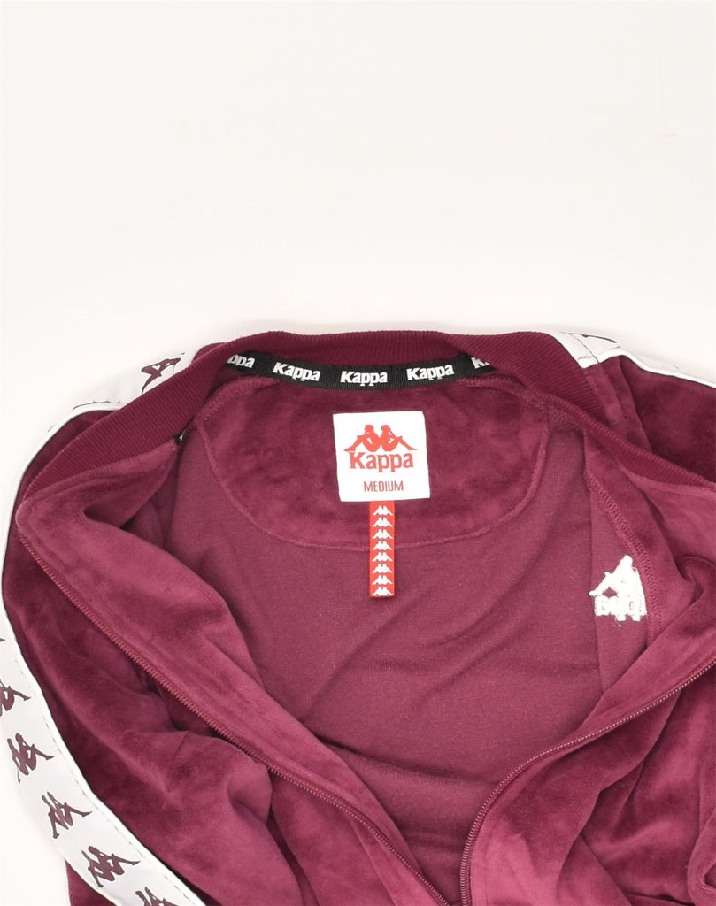 KAPPA Womens Velour Tracksuit Top Jacket UK 14 Medium Purple Cotton | Vintage Kappa | Thrift | Second-Hand Kappa | Used Clothing | Messina Hembry 