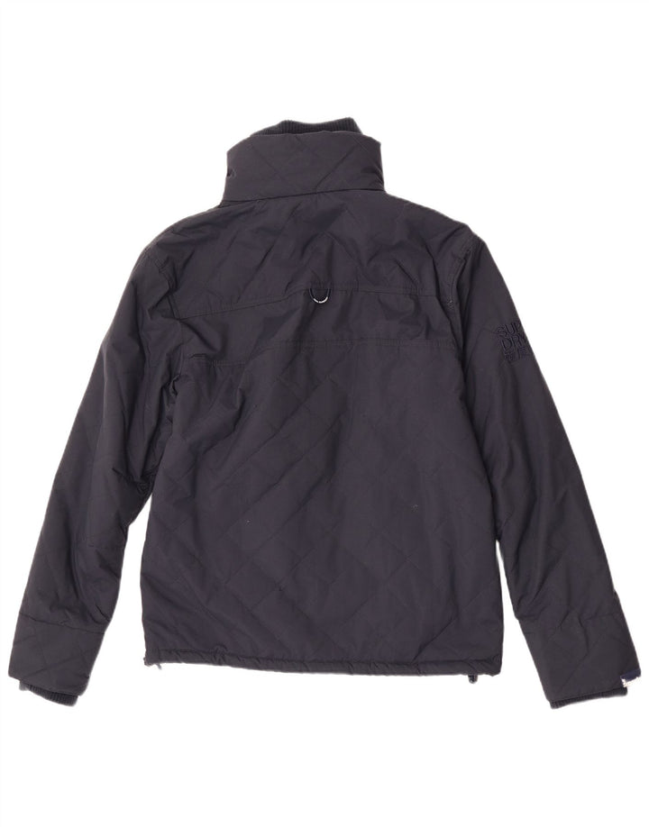 Superdry Mens Quilted Windbreaker Jacket UK 38 Medium Navy Blue Nylon