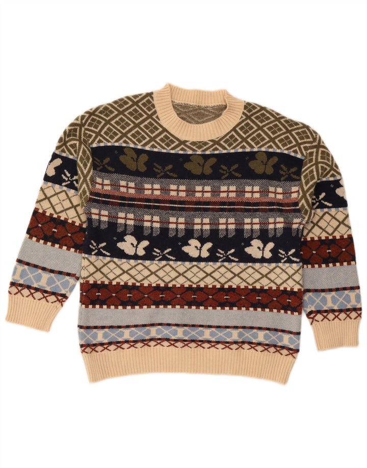 Vintage Womens Crew Neck Jumper Sweater UK 10 Small Multicoloured Geometric