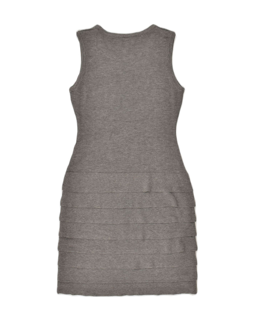 CALVIN KLEIN Womens Knit Bodycon Dress UK 10 Small Grey Acrylic | Vintage Calvin Klein | Thrift | Second-Hand Calvin Klein | Used Clothing | Messina Hembry 