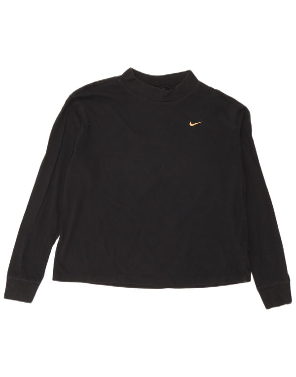 Nike Womens Top Long Sleeve UK 10 Small Black Cotton