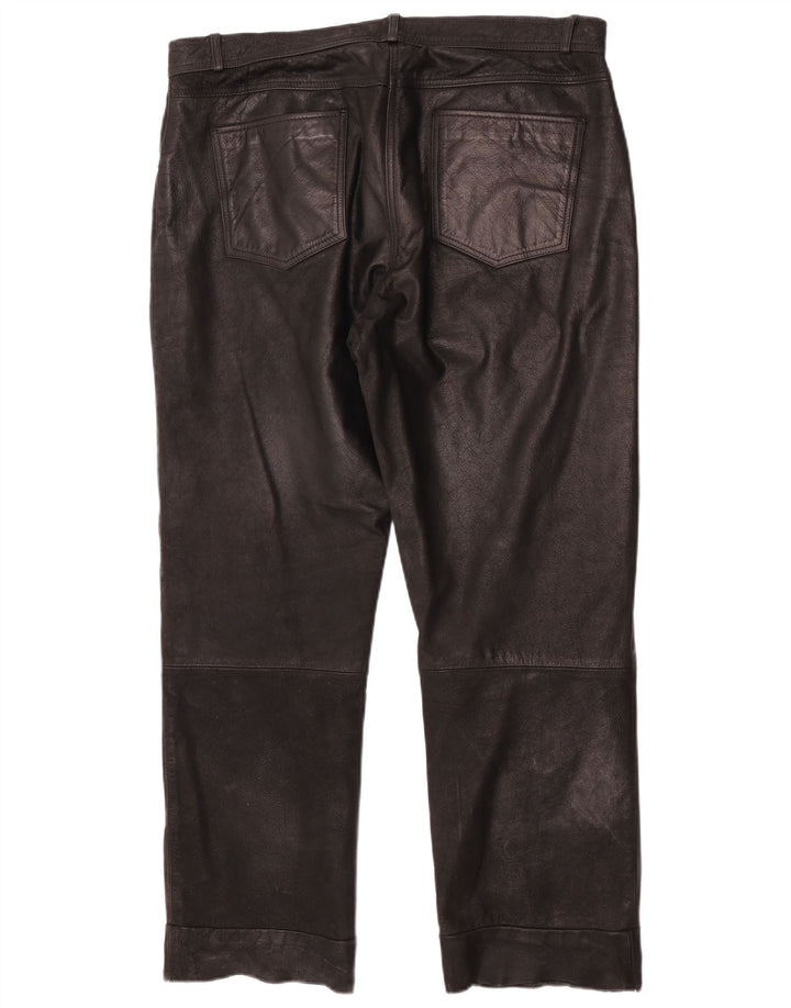 JCC Mens Leather Trousers W38 L30 Black Leather
