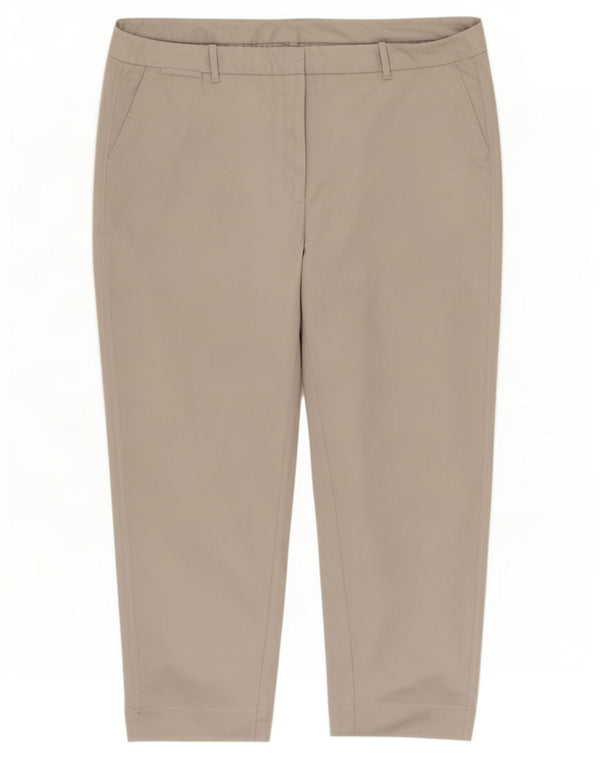 Marks & Spencer Womens Tapered Cropped Trousers UK 20 2XL W40 L26 Grey