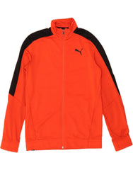 PUMA Boys Tracksuit Top Jacket 15-16 Years Orange Colourblock Polyester