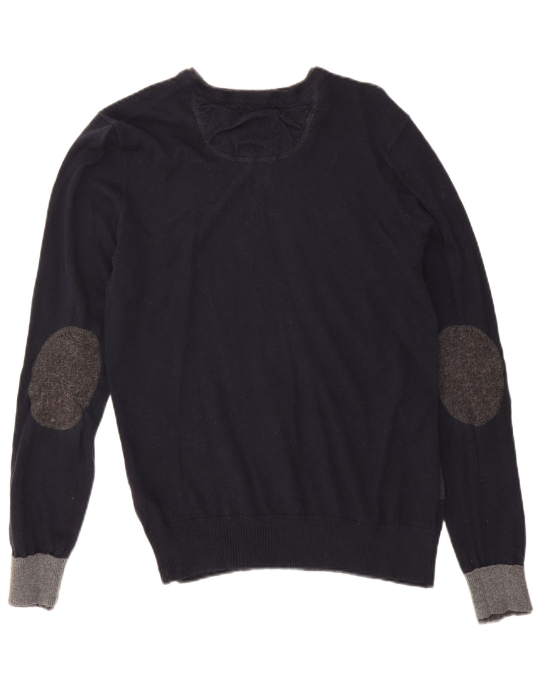 Zara Mens V-Neck Jumper Sweater Medium Black Geometric Cotton