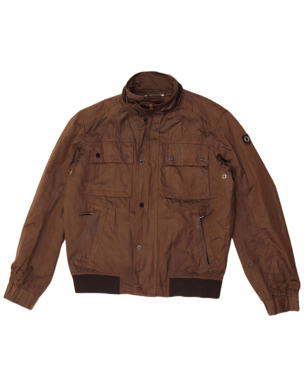 Zara Mens Bomber Jacket UK 40 Large Brown Polyester