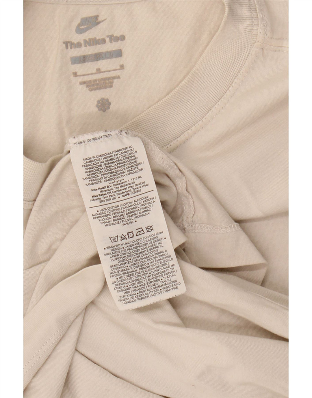Nike Mens Loose Fit T-Shirt Top Medium Off White Cotton