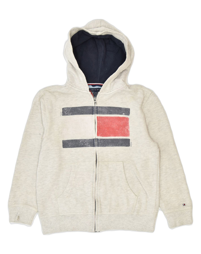 TOMMY HILFIGER Boys Graphic Zip Hoodie Sweater 12-13 Years Medium Beige | Vintage | Thrift | Second-Hand | Used Clothing | Messina Hembry 