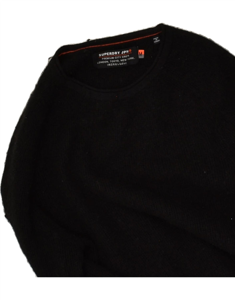 SUPERDRY Womens Crew Neck Jumper Sweater UK 12 Medium Black Viscose | Vintage Superdry | Thrift | Second-Hand Superdry | Used Clothing | Messina Hembry 