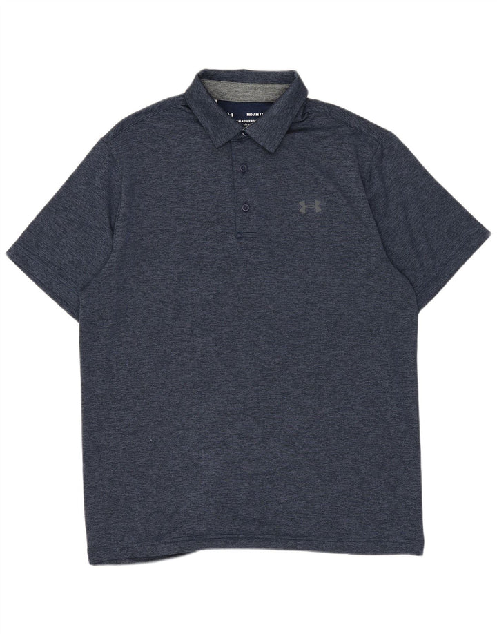 Under Armour Mens Polo Shirt Medium Navy Blue Flecked Polyester