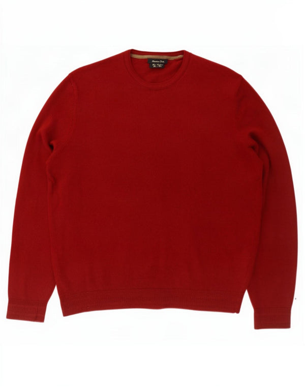 Massimo Dutti Womens Crew Neck Jumper Sweater UK 18 XL Burgundy Wool
