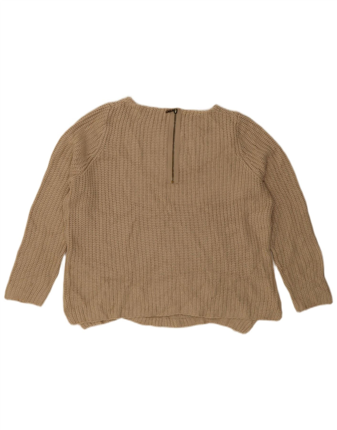 Marks & Spencer Womens Oversized Boat Neck Jumper Sweater UK 14 Large Beige
