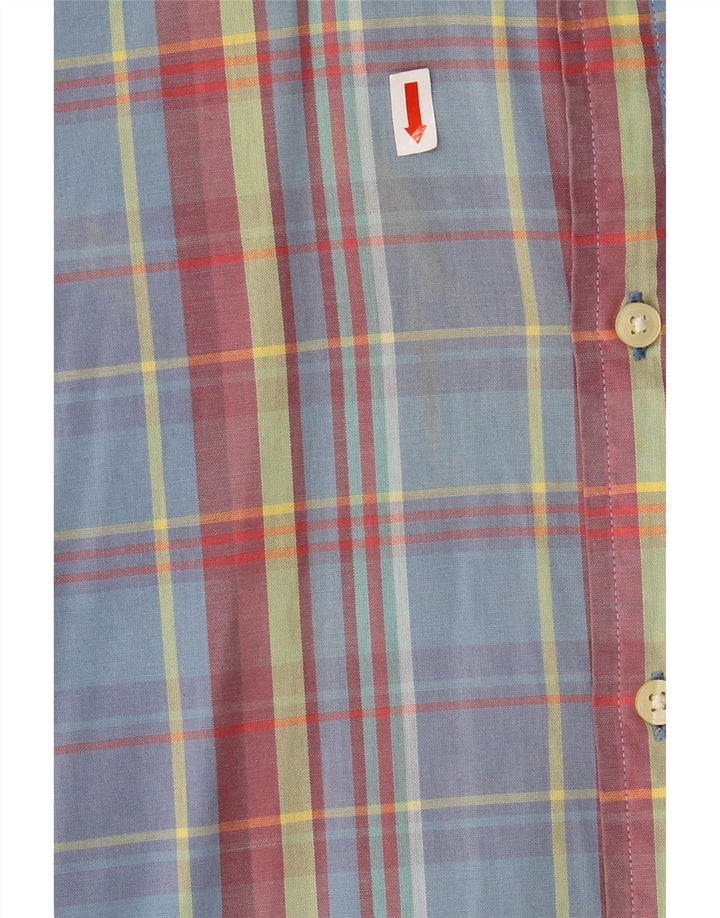 TOMMY HILFIGER Mens Short Sleeve Shirt Medium Blue Check Cotton