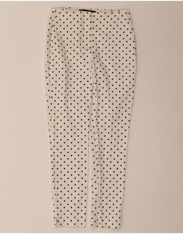 Zara Womens Skinny Chino Trousers XS W24 L26 White Polka Dot