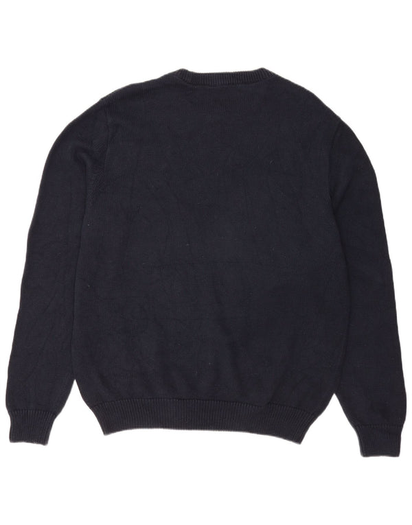 Chaps Mens Boat Neck Jumper Sweater XL Navy Blue Cotton
