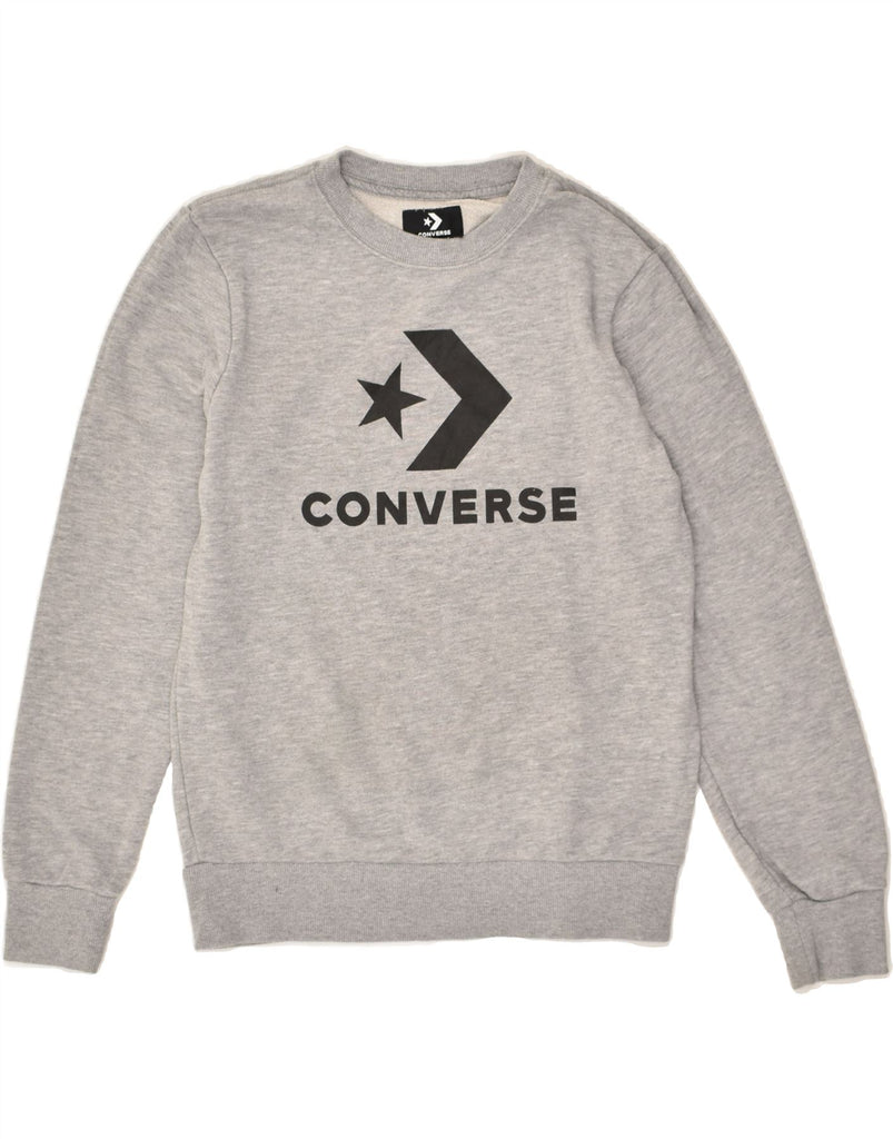 CONVERSE Boys Graphic Sweatshirt Jumper 12-13 Years Large  Grey | Vintage Converse | Thrift | Second-Hand Converse | Used Clothing | Messina Hembry 