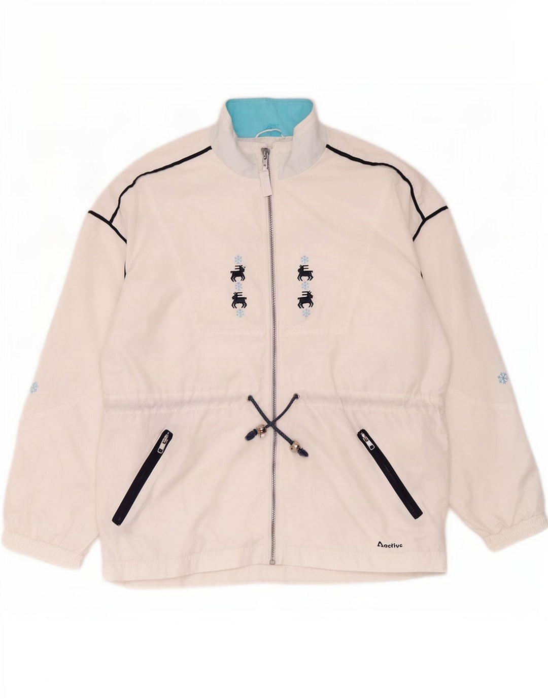 Active Mens Tracksuit Top Jacket Medium White Polyester