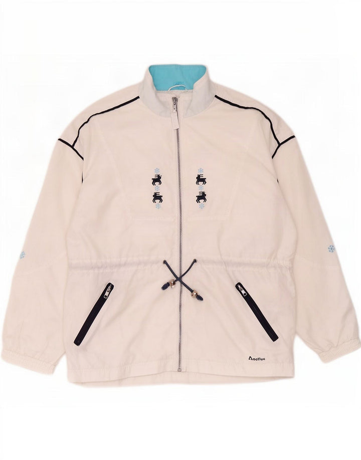 Active Mens Tracksuit Top Jacket Medium White Polyester