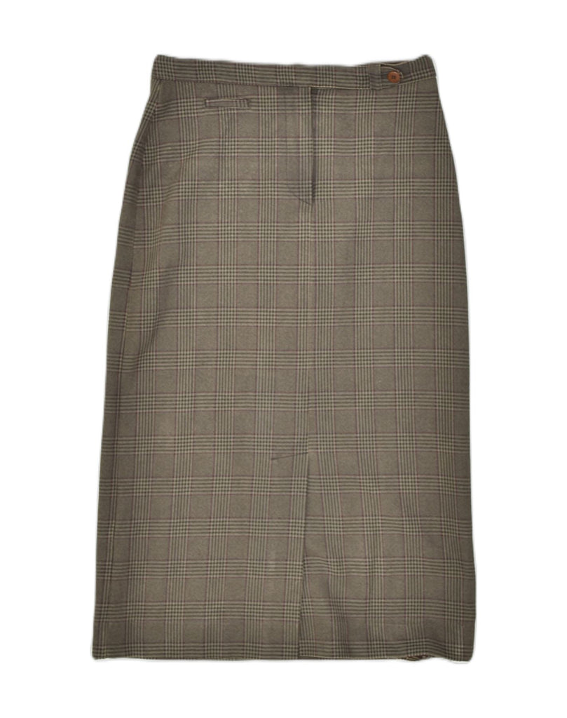 VINTAGE Womens Maxi Straight Skirt IT 40 Small W28 Brown Check Polyester | Vintage | Thrift | Second-Hand | Used Clothing | Messina Hembry 