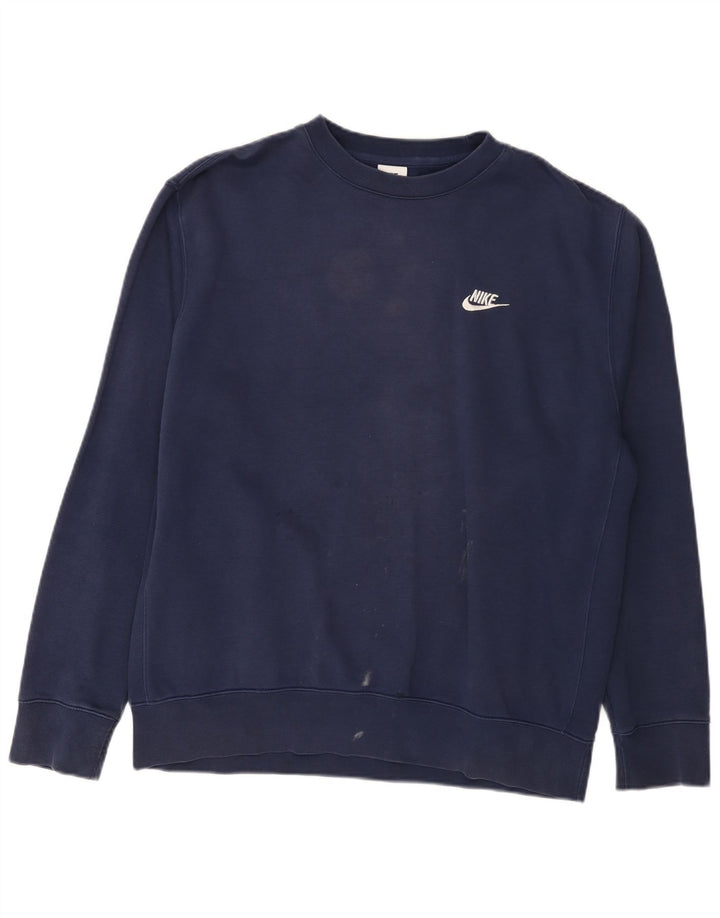 Nike Mens Sweatshirt Jumper Large Navy Blue Cotton