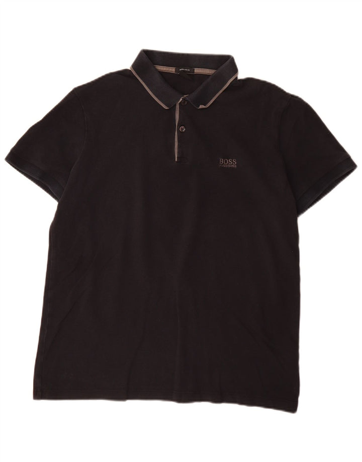Hugo Boss Mens Polo Shirt Medium Black Cotton