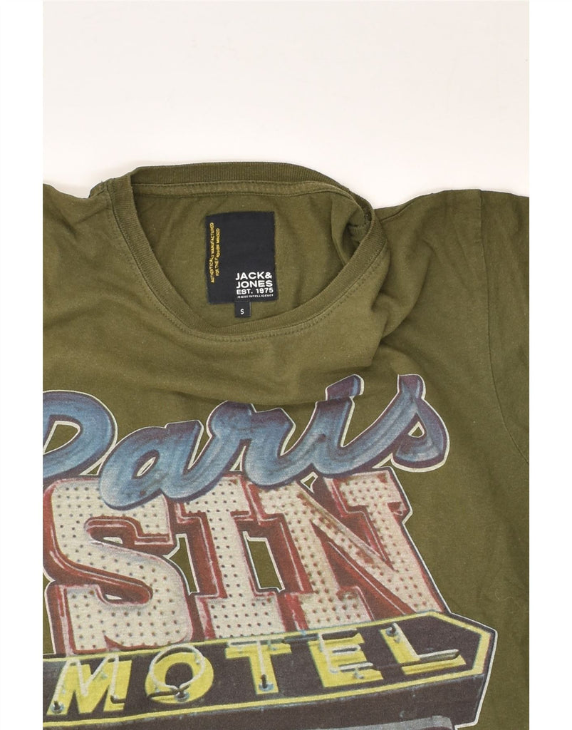 JACK & JONES Mens Paris Graphic T-Shirt Top Small Green Cotton | Vintage Jack & Jones | Thrift | Second-Hand Jack & Jones | Used Clothing | Messina Hembry 