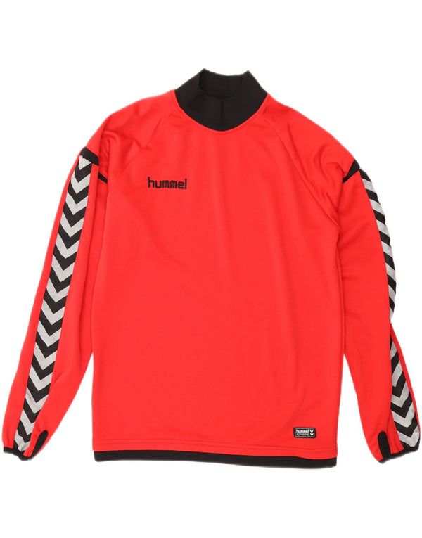 Hummel Boys Graphic Top Long Sleeve 14-15 Years Large Red Colourblock