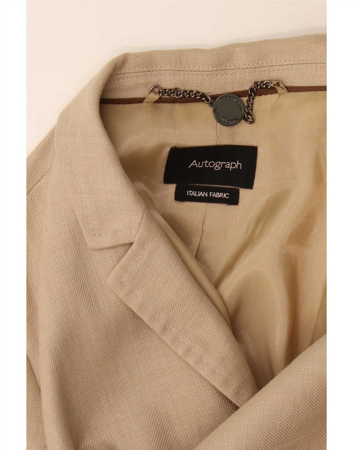 Marks & Spencer Womens Autograph 1 Button Blazer Jacket UK 14 Large Beige