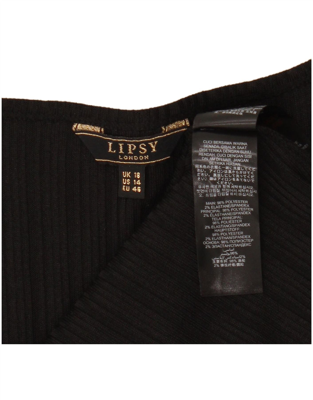 Lipsy Womens Sleeveless Blouse Top UK 18 XL Black Polyester