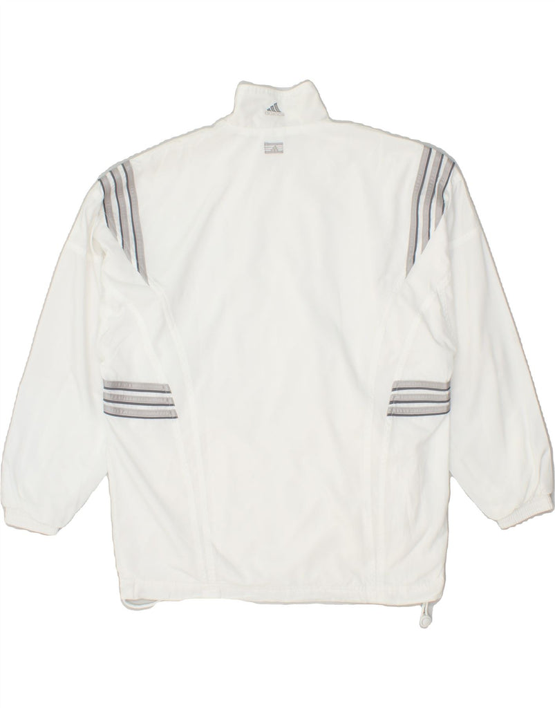 ADIDAS Womens Oversized Tracksuit Top Jacket UK 10 Small White Striped | Vintage Adidas | Thrift | Second-Hand Adidas | Used Clothing | Messina Hembry 