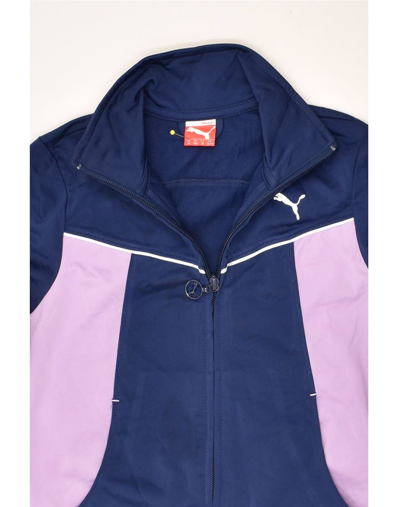 PUMA Girls Tracksuit Top Jacket 9-10 Years Medium Navy Blue Polyester | Vintage Puma | Thrift | Second-Hand Puma | Used Clothing | Messina Hembry 