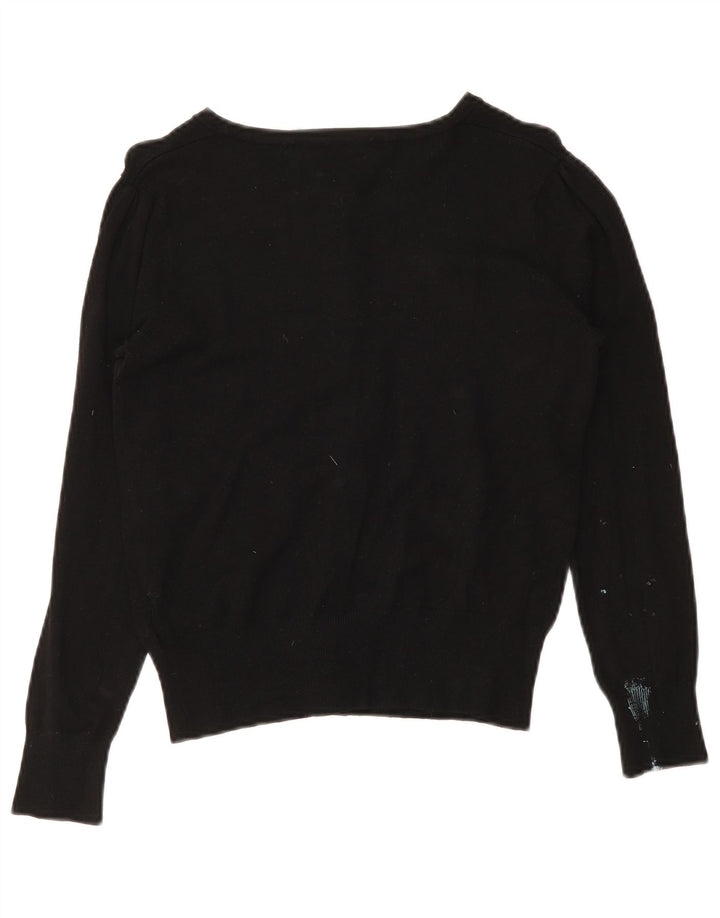 MARKS & SPENCER Womens Crop Cardigan Sweater UK 8 Small Black Viscose