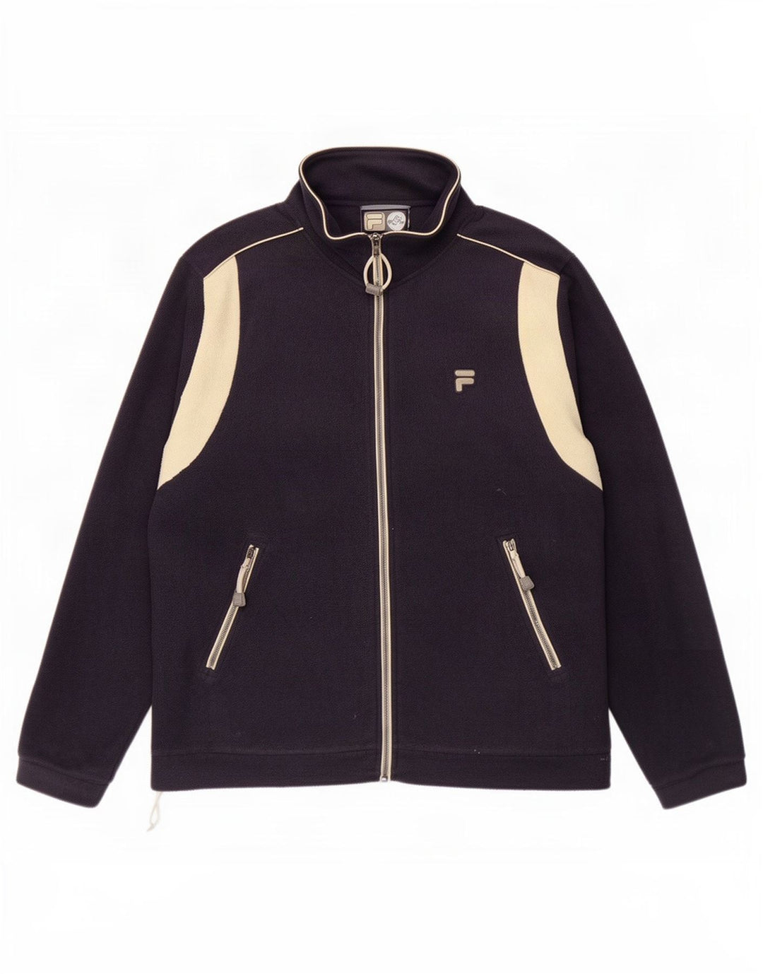 Fila Mens Fleece Jacket IT 52/54 Large Navy Blue Colourblock
