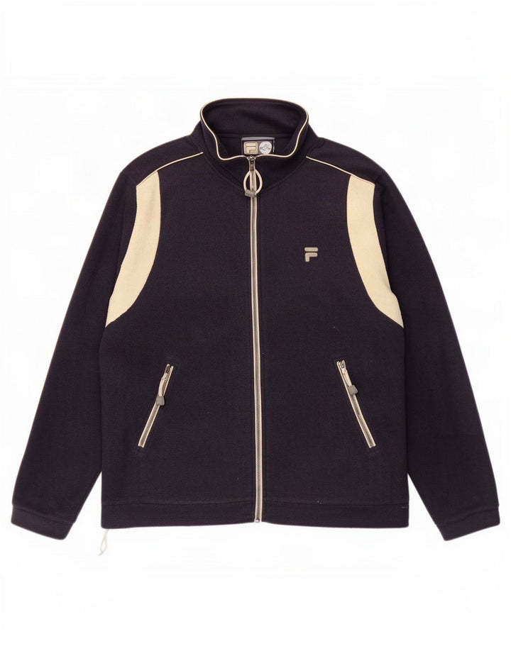 Fila Mens Fleece Jacket IT 52/54 Large Navy Blue Colourblock