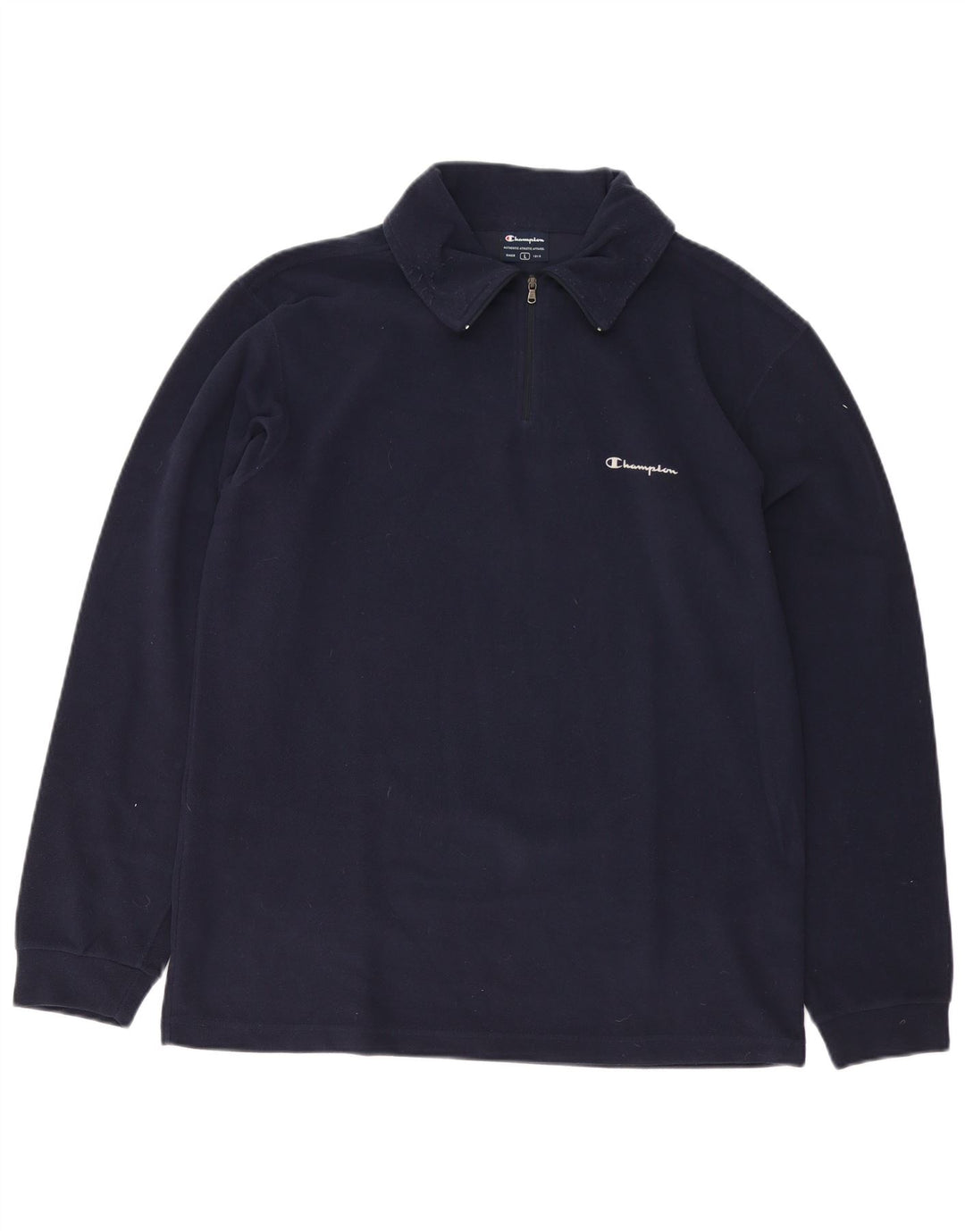 Champion Mens Zip Neck Fleece Jumper Large Navy Blue Polyester