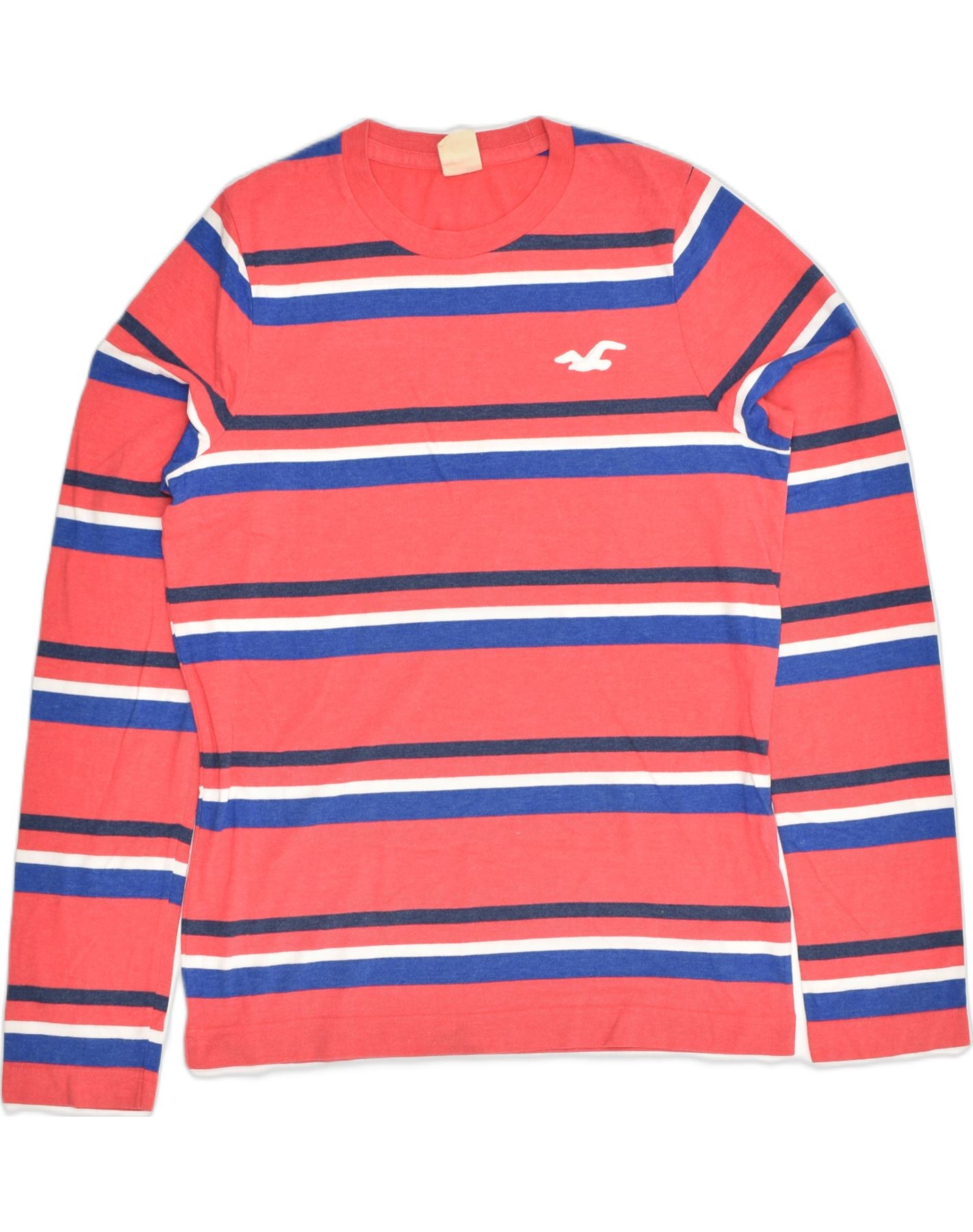 HOLLISTER Mens Top Long Sleeve XL Red Striped Cotton