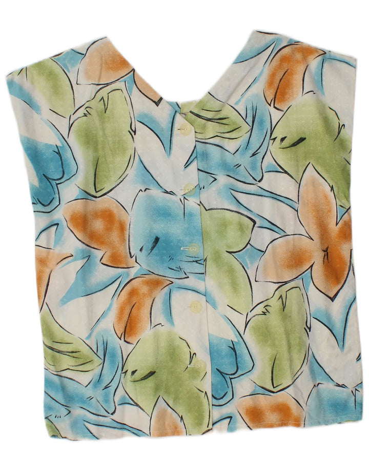 VINTAGE Womens Crop Shirt Blouse UK 14 Medium Multicoloured Floral
