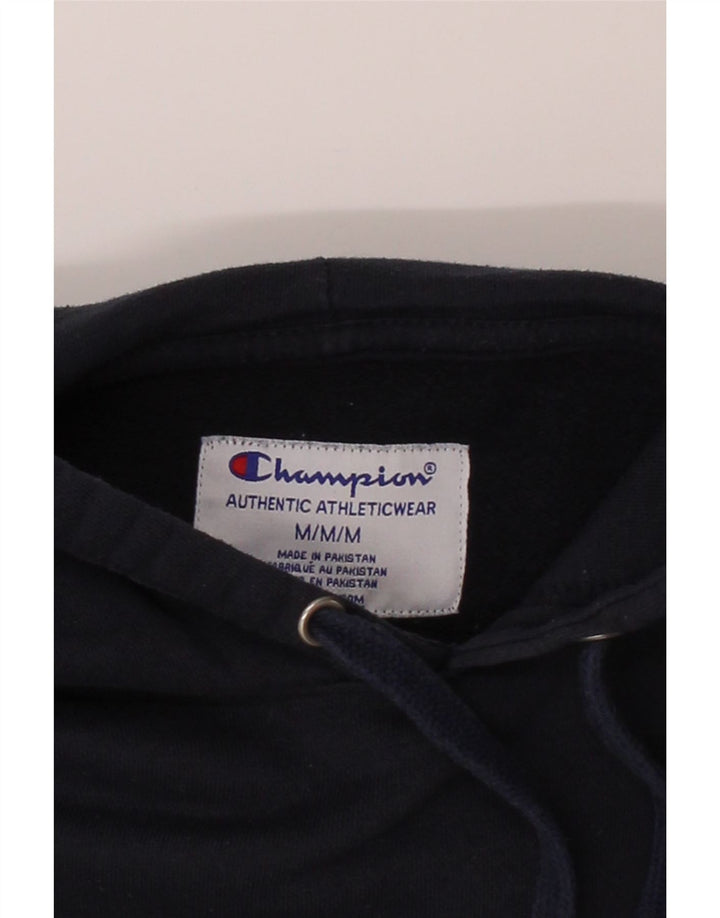 CHAMPION Mens Graphic Hoodie Jumper Medium Navy Blue Cotton Vintage Champion and Second-Hand Champion from Messina Hembry 