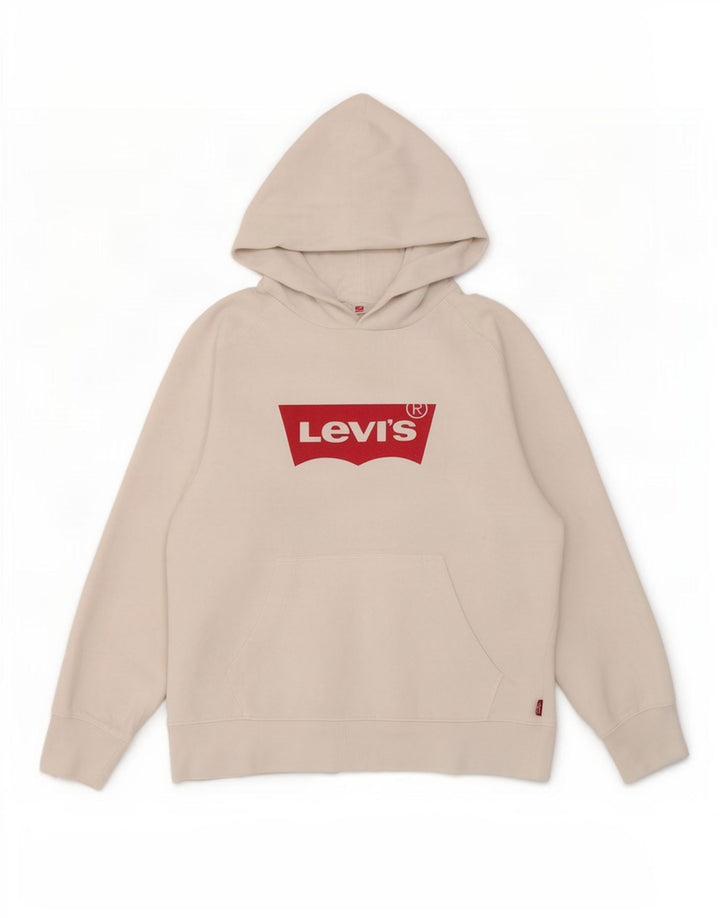 Levi's Mens Graphic Hoodie Jumper Large White Cotton