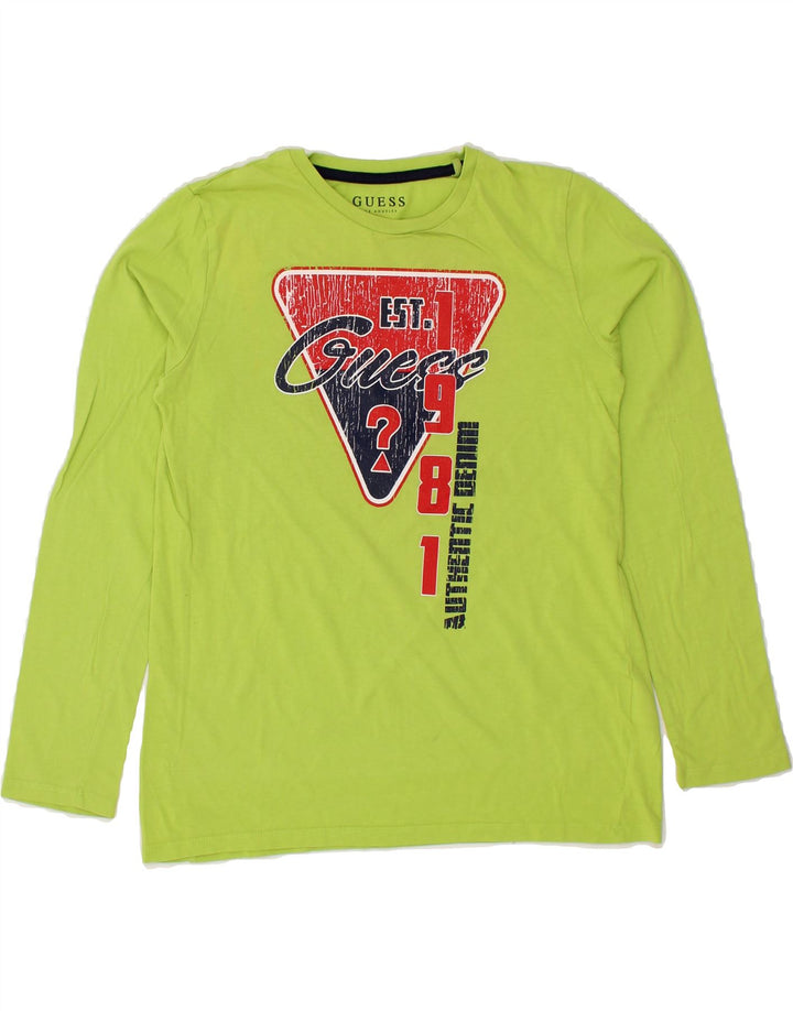 GUESS Boys Graphic Top Long Sleeve 13-14 Years Green Cotton Vintage Guess and Second-Hand Guess from Messina Hembry 