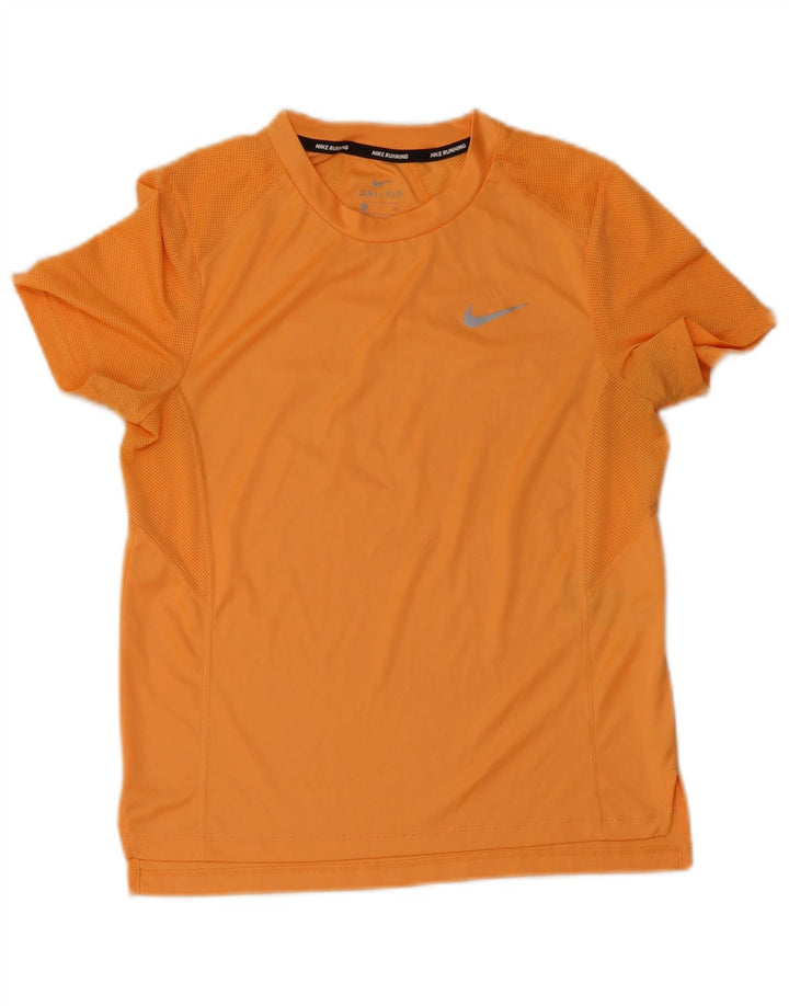 Nike Womens Dri Fit T-Shirt Top UK 10 Small Orange Polyester