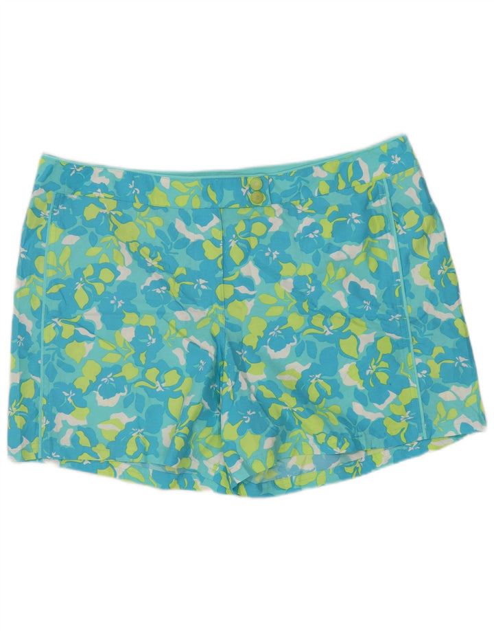 EDDIE BAUER Womens Swimming Shorts US 14 XL  Blue Floral Polyester