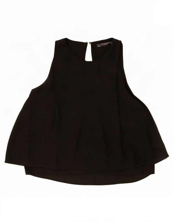 Zara Womens Trafaluc Sleeveless Blouse Top UK 6 XS Black