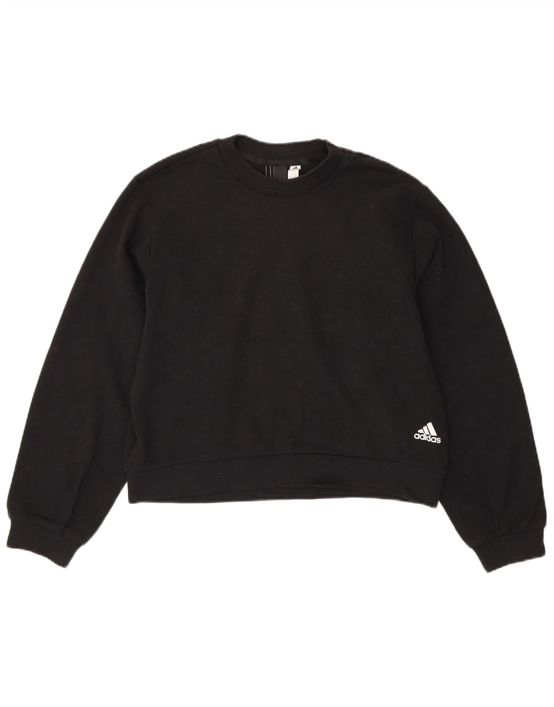 ADIDAS Womens Crop Oversized Sweatshirt Jumper UK 8/10 Small Black