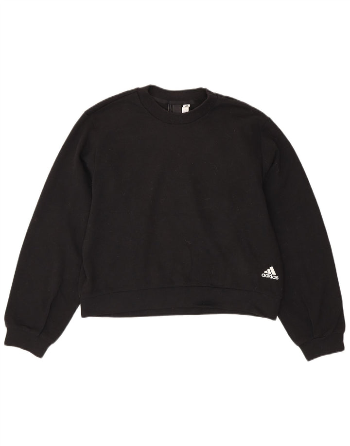 ADIDAS Womens Crop Oversized Sweatshirt Jumper UK 8/10 Small Black