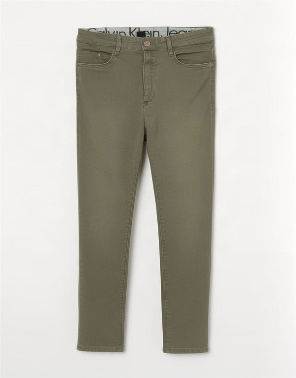 Calvin Klein Womens Skinny Cropped Trousers W28 L24 Green Cotton
