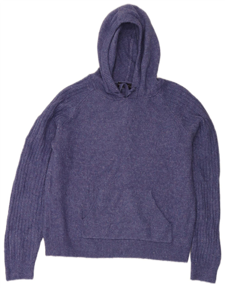 Marks & Spencer Womens Hooded Jumper Sweater UK 14 Medium Blue Flecked